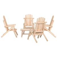 vidaXL 5 Piece Patio Lounge Set Solid Wood Spruce