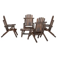 vidaXL 5 Piece Patio Lounge Set Solid Wood Spruce