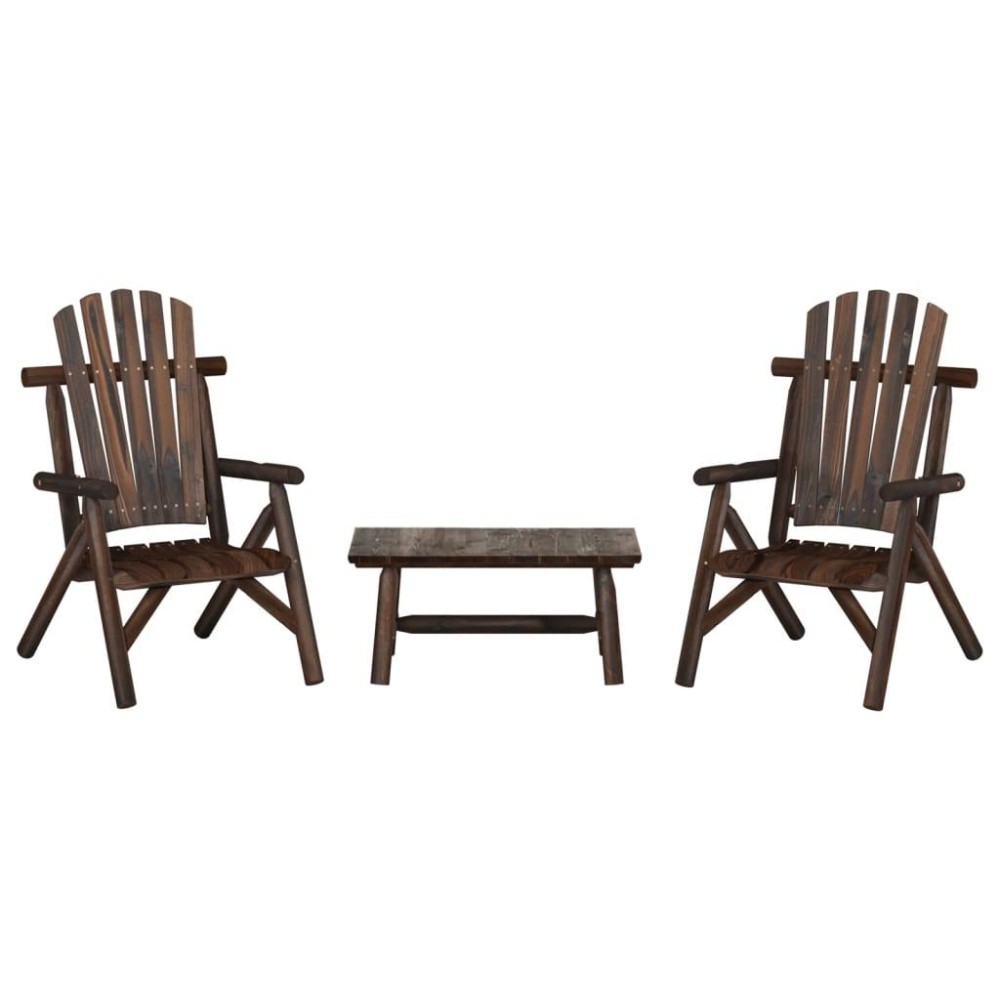 vidaXL 3 Piece Patio Lounge Set Solid Wood Spruce