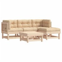 vidaXL 5 Piece Patio Lounge Set with Cushions Solid Wood