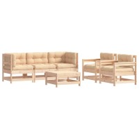 vidaXL 6 Piece Patio Lounge Set with Cushions Solid Wood