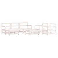 vidaXL 7 Piece Patio Lounge Set with Cushions White Solid Wood