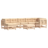 vidaXL 8 Piece Patio Lounge Set with Cushions Solid Wood