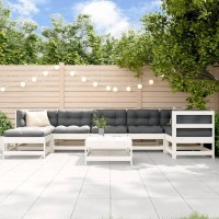 vidaXL 8 Piece Patio Lounge Set with Cushions White Solid Wood