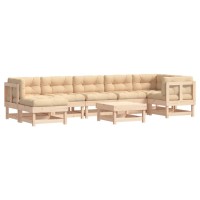 Vidaxl 8 Piece Patio Lounge Set With Cushions Solid Wood