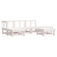 vidaXL 6 Piece Patio Lounge Set with Cushions White Solid Wood