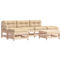 Vidaxl 6 Piece Patio Lounge Set With Cushions Solid Wood