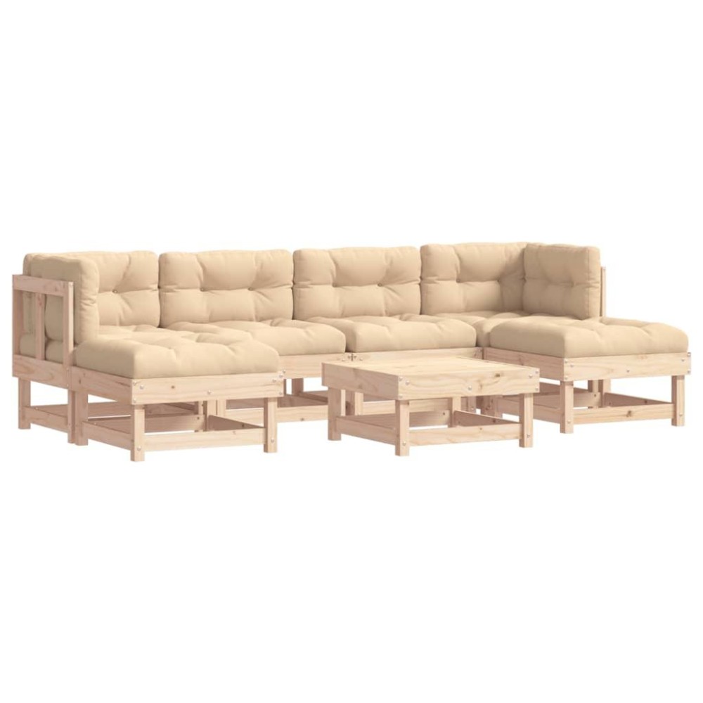 vidaXL 7 Piece Patio Lounge Set with Cushions Solid Wood