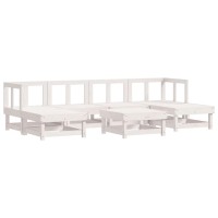 vidaXL 7 Piece Patio Lounge Set with Cushions White Solid Wood