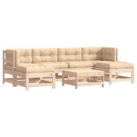 vidaXL 7 Piece Patio Lounge Set with Cushions Solid Wood