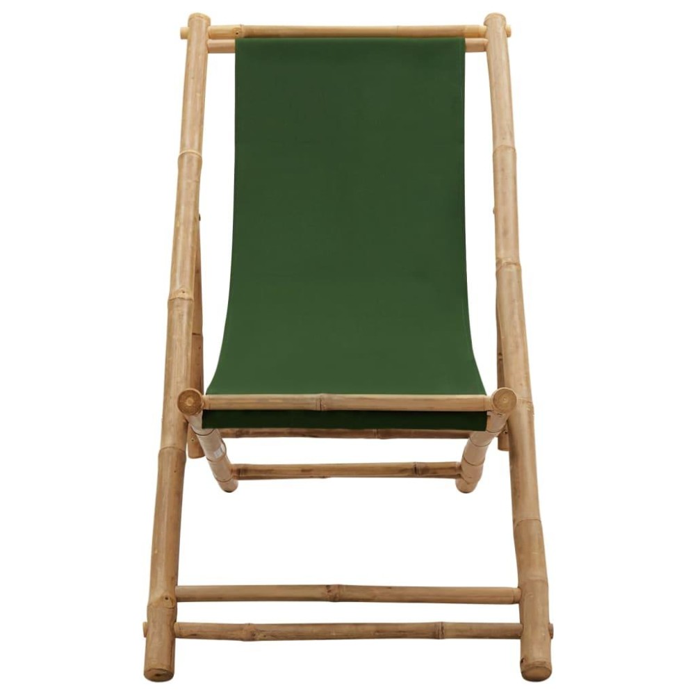 vidaXL Deck Chair Bamboo and Canvas Green