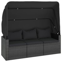 vidaXL 4 Piece Patio Sofa Set with Cushions Black Poly Rattan