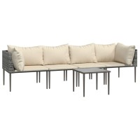 Vidaxl 5 Piece Patio Lounge Set With Cushions Gray Poly Rattan