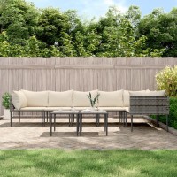 Vidaxl 8 Piece Patio Lounge Set With Cushions Gray Poly Rattan