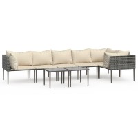 Vidaxl 8 Piece Patio Lounge Set With Cushions Gray Poly Rattan