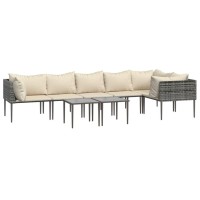 Vidaxl 8 Piece Patio Lounge Set With Cushions Gray Poly Rattan