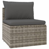 Vidaxl Patio Middle Sofa With Cushion Gray 22.4X22.4X22 Poly Rattan