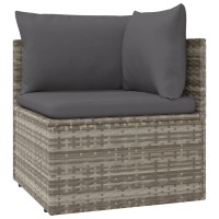 Vidaxl Patio Corner Sofa With Cushion Gray 22.4X22.4X22 Poly Rattan