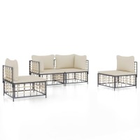 Vidaxl 4 Piece Patio Lounge Set With Cushions Anthracite Poly Rattan