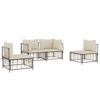 Vidaxl 4 Piece Patio Lounge Set With Cushions Anthracite Poly Rattan