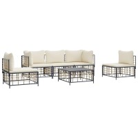 Vidaxl 6 Piece Patio Lounge Set With Cushions Anthracite Poly Rattan