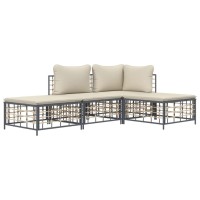 Vidaxl 4 Piece Patio Lounge Set With Cushions Anthracite Poly Rattan