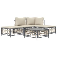 Vidaxl 5 Piece Patio Lounge Set With Cushions Anthracite Poly Rattan