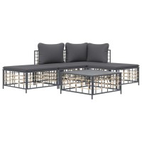 Vidaxl 5 Piece Patio Lounge Set With Cushions Anthracite Poly Rattan