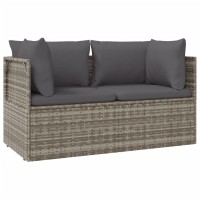 Vidaxl 2-Seater Patio Sofa With Cushions Gray Poly Rattan