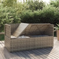 Vidaxl 2-Seater Patio Sofa With Cushions Gray Poly Rattan