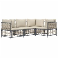 Vidaxl 4 Piece Patio Lounge Set With Cushions Anthracite Poly Rattan