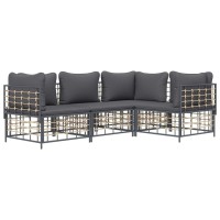 Vidaxl 4 Piece Patio Lounge Set With Cushions Anthracite Poly Rattan