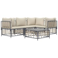 Vidaxl 5 Piece Patio Lounge Set With Cushions Anthracite Poly Rattan