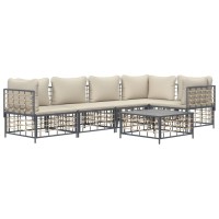 Vidaxl 6 Piece Patio Lounge Set With Cushions Anthracite Poly Rattan