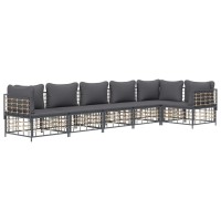 Vidaxl 6 Piece Patio Lounge Set With Cushions Anthracite Poly Rattan