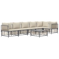 Vidaxl 7 Piece Patio Lounge Set With Cushions Anthracite Poly Rattan