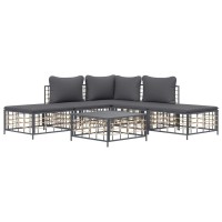 Vidaxl 6 Piece Patio Lounge Set With Cushions Anthracite Poly Rattan