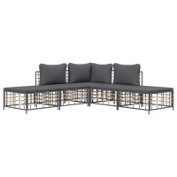 Vidaxl 5 Piece Patio Lounge Set With Cushions Anthracite Poly Rattan