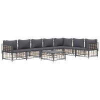 Vidaxl 8 Piece Patio Lounge Set With Cushions Anthracite Poly Rattan