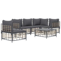 Vidaxl 6 Piece Patio Lounge Set With Cushions Anthracite Poly Rattan