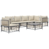 Vidaxl 7 Piece Patio Lounge Set With Cushions Anthracite Poly Rattan