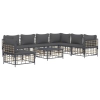 Vidaxl 8 Piece Patio Lounge Set With Cushions Anthracite Poly Rattan