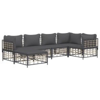 Vidaxl 6 Piece Patio Lounge Set With Cushions Anthracite Poly Rattan