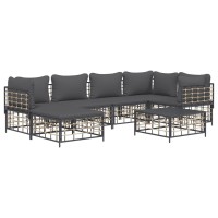 Vidaxl 7 Piece Patio Lounge Set With Cushions Anthracite Poly Rattan