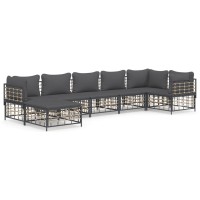 Vidaxl 7 Piece Patio Lounge Set With Cushions Anthracite Poly Rattan