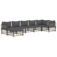 Vidaxl 7 Piece Patio Lounge Set With Cushions Anthracite Poly Rattan