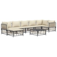 Vidaxl 8 Piece Patio Lounge Set With Cushions Anthracite Poly Rattan