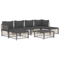 Vidaxl 7 Piece Patio Lounge Set With Cushions Anthracite Poly Rattan