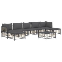 Vidaxl 8 Piece Patio Lounge Set With Cushions Anthracite Poly Rattan