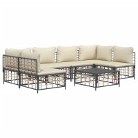 Vidaxl 7 Piece Patio Lounge Set With Cushions Anthracite Poly Rattan